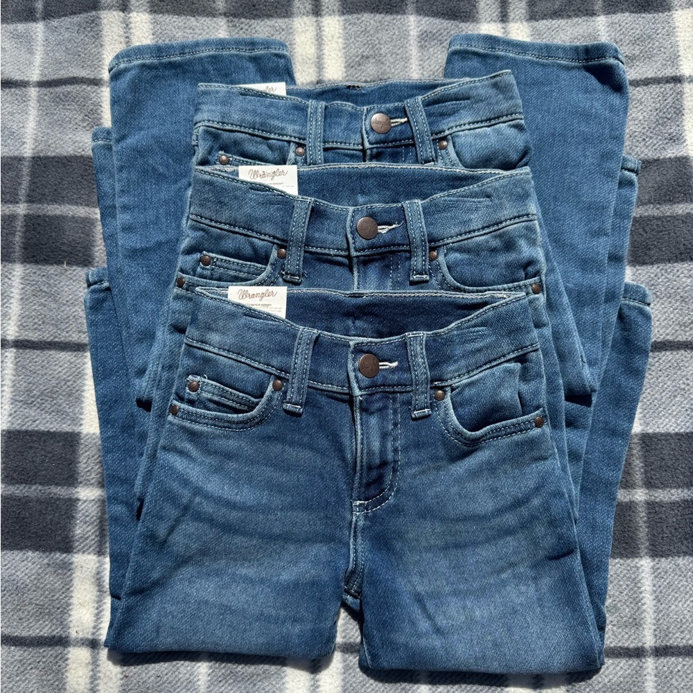 3 Pair Wrangler Boys 4t Blue Jeans Bundle